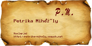 Petrika Mihály névjegykártya